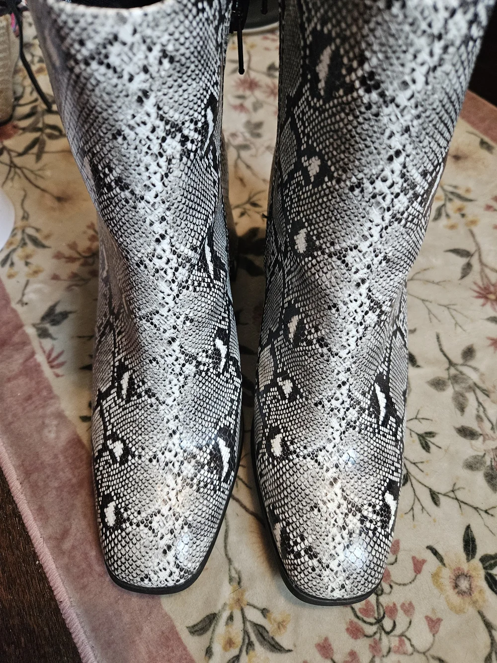 Madden Girl Snake Print Ankle Boots - Black & White